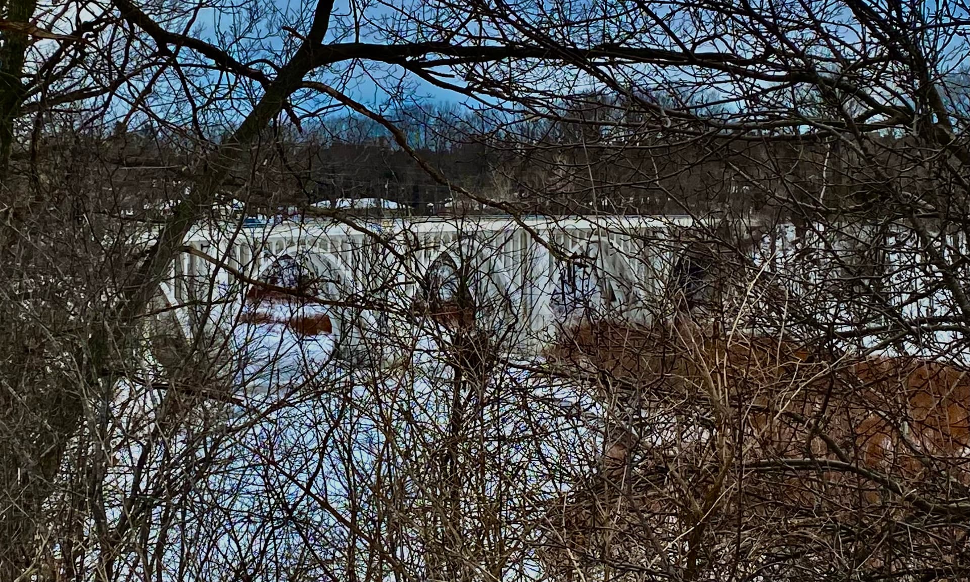 Route 5 bridge over Eighteenmile Creek as seen from South Creek Road, Evans, New York - 20220122
