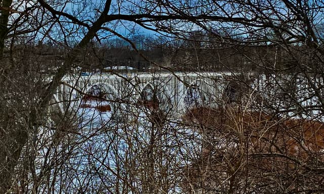 Route 5 bridge over Eighteenmile Creek as seen from South Creek Road, Evans, New York - 20220122